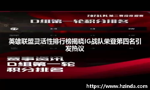 英雄联盟灵活性排行榜揭晓IG战队荣登第四名引发热议
